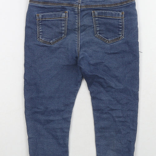 F&F Girls Blue Cotton Cropped Jeans Size 12-18 Months Drawstring