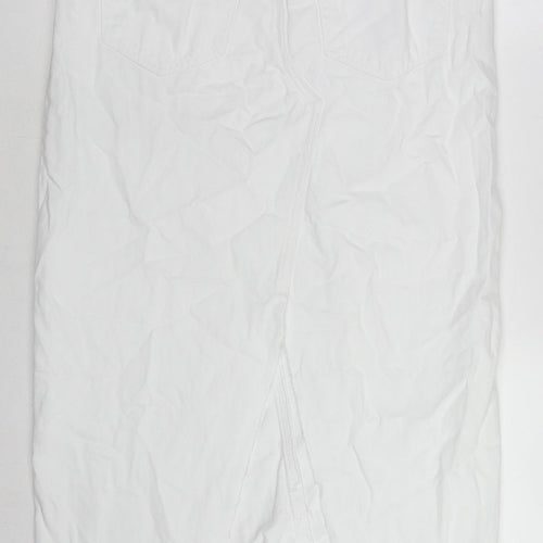 Zara Womens White Cotton A-Line Skirt Size M Button