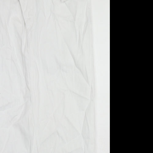 Zara Womens White Cotton A-Line Skirt Size M Button