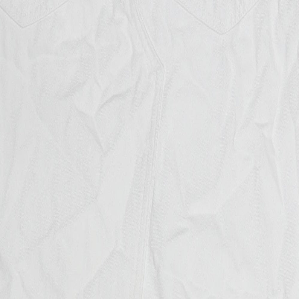 Zara Womens White Cotton A-Line Skirt Size M Button