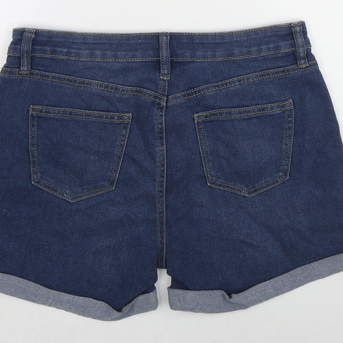Denim & Co. Womens Blue Cotton Mom Shorts Size 14 L3 in Regular Zip
