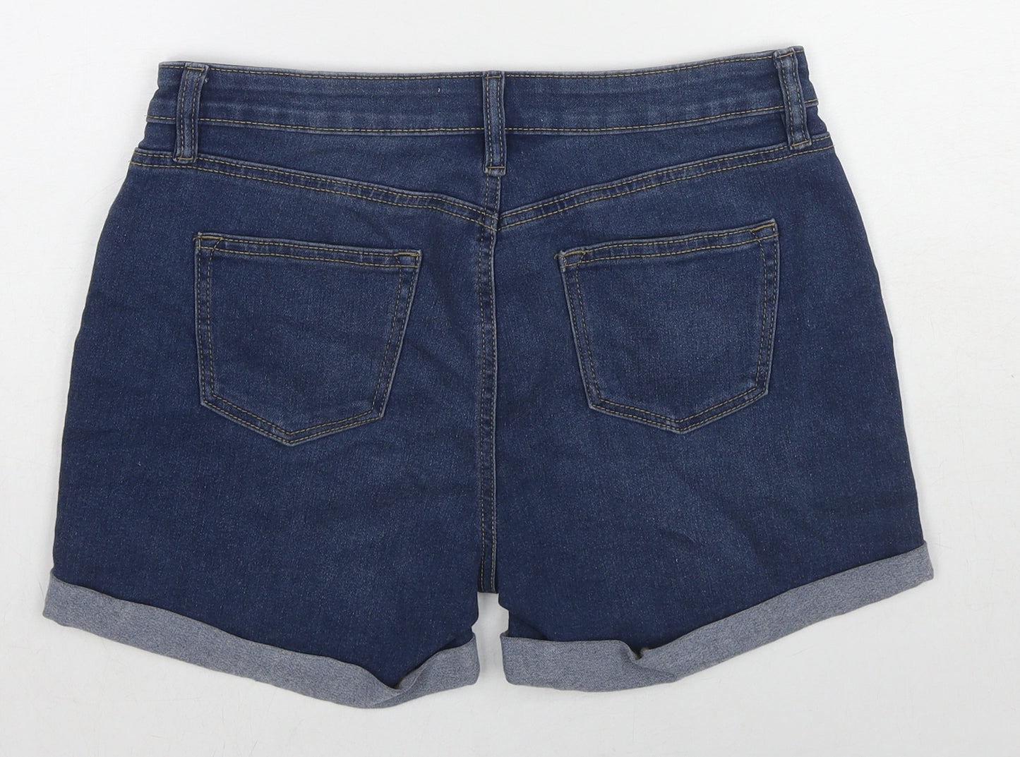 Denim & Co. Womens Blue Cotton Mom Shorts Size 14 L3 in Regular Zip