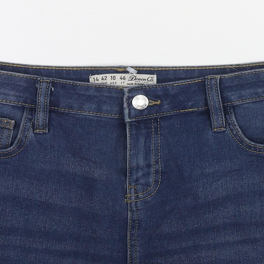 Denim & Co. Womens Blue Cotton Mom Shorts Size 14 L3 in Regular Zip