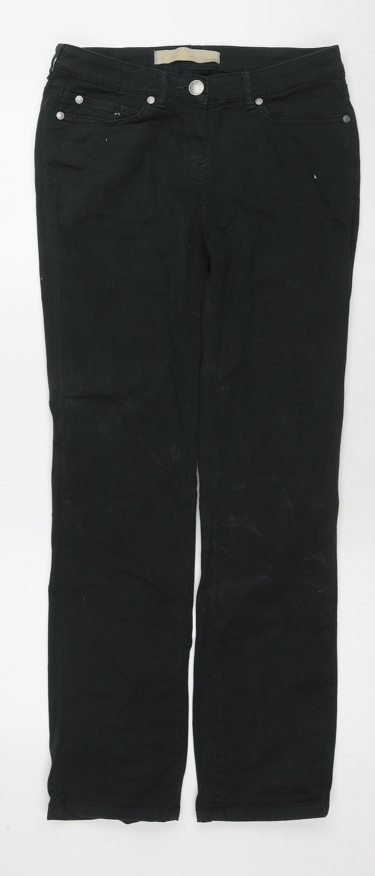 TU Womens Black Cotton Straight Jeans Size 10 L29 in Regular Zip