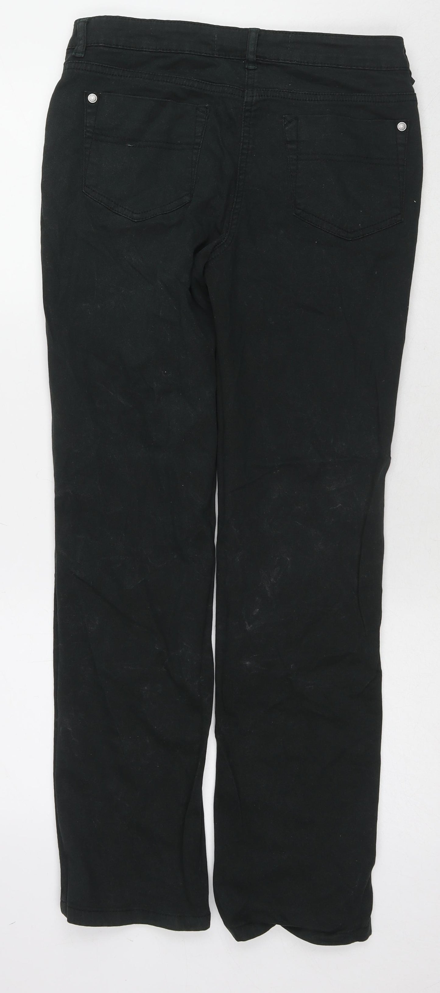 TU Womens Black Cotton Straight Jeans Size 10 L29 in Regular Zip