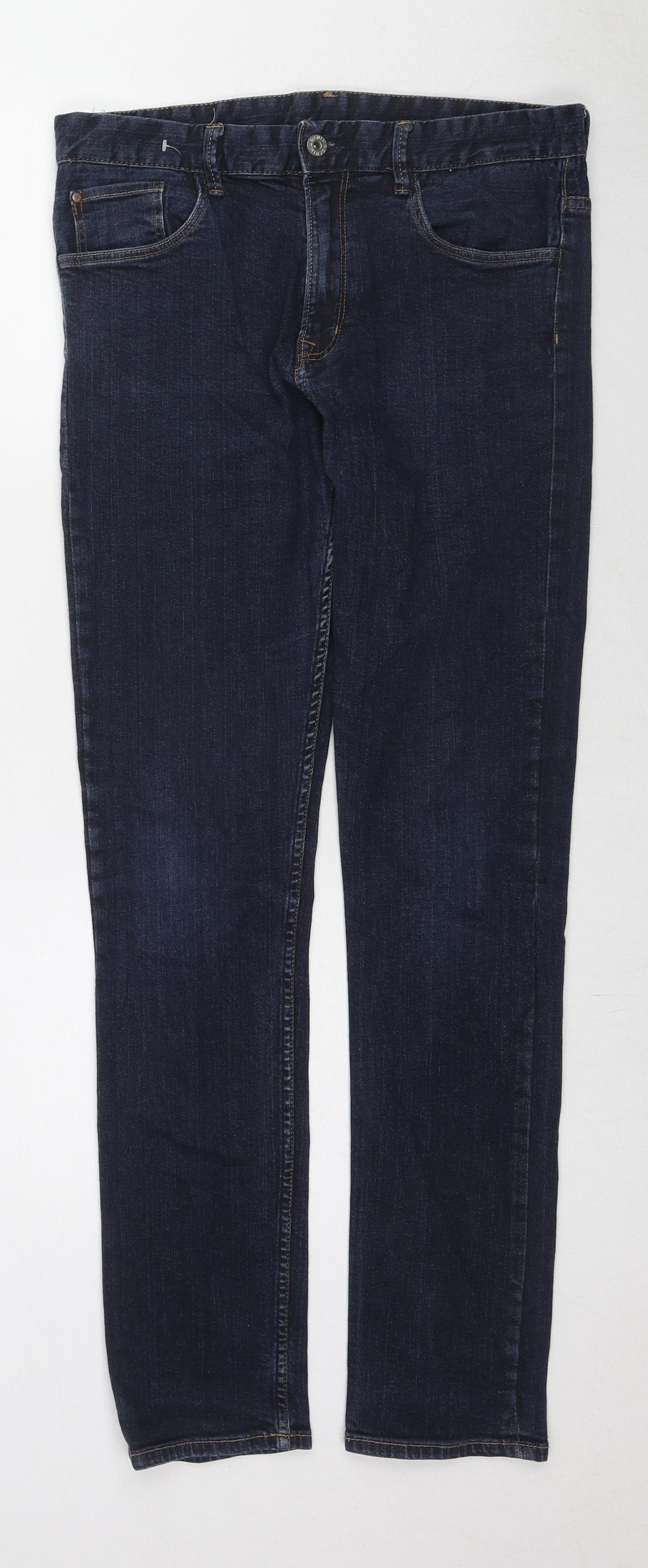 H&M Boys Blue Cotton Skinny Jeans Size 14-15 Years L29 in Regular Button