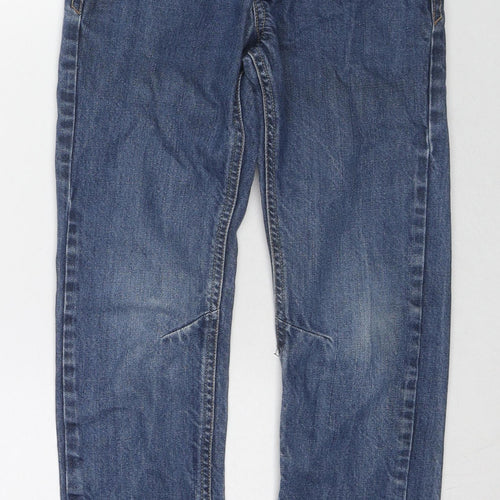 George Boys Blue Cotton Straight Jeans Size 6-7 Years L21 in Regular Zip
