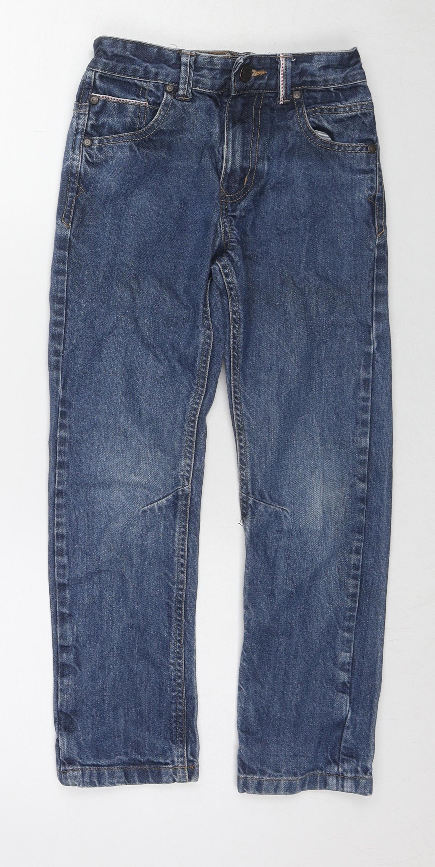 George Boys Blue Cotton Straight Jeans Size 6-7 Years L21 in Regular Zip