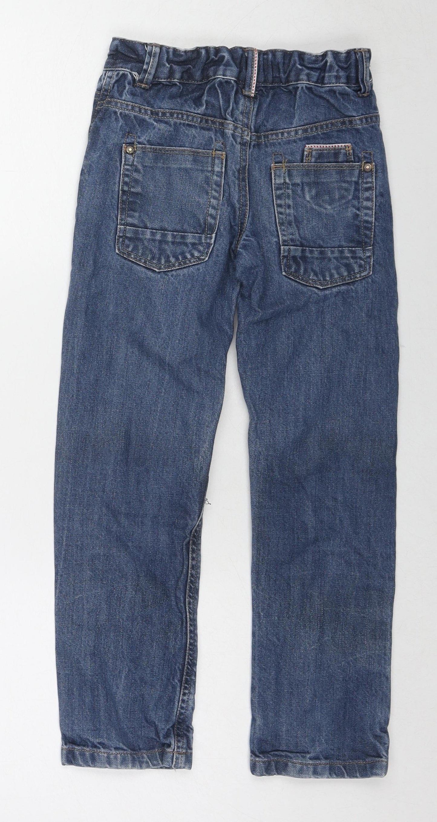 George Boys Blue Cotton Straight Jeans Size 6-7 Years L21 in Regular Zip