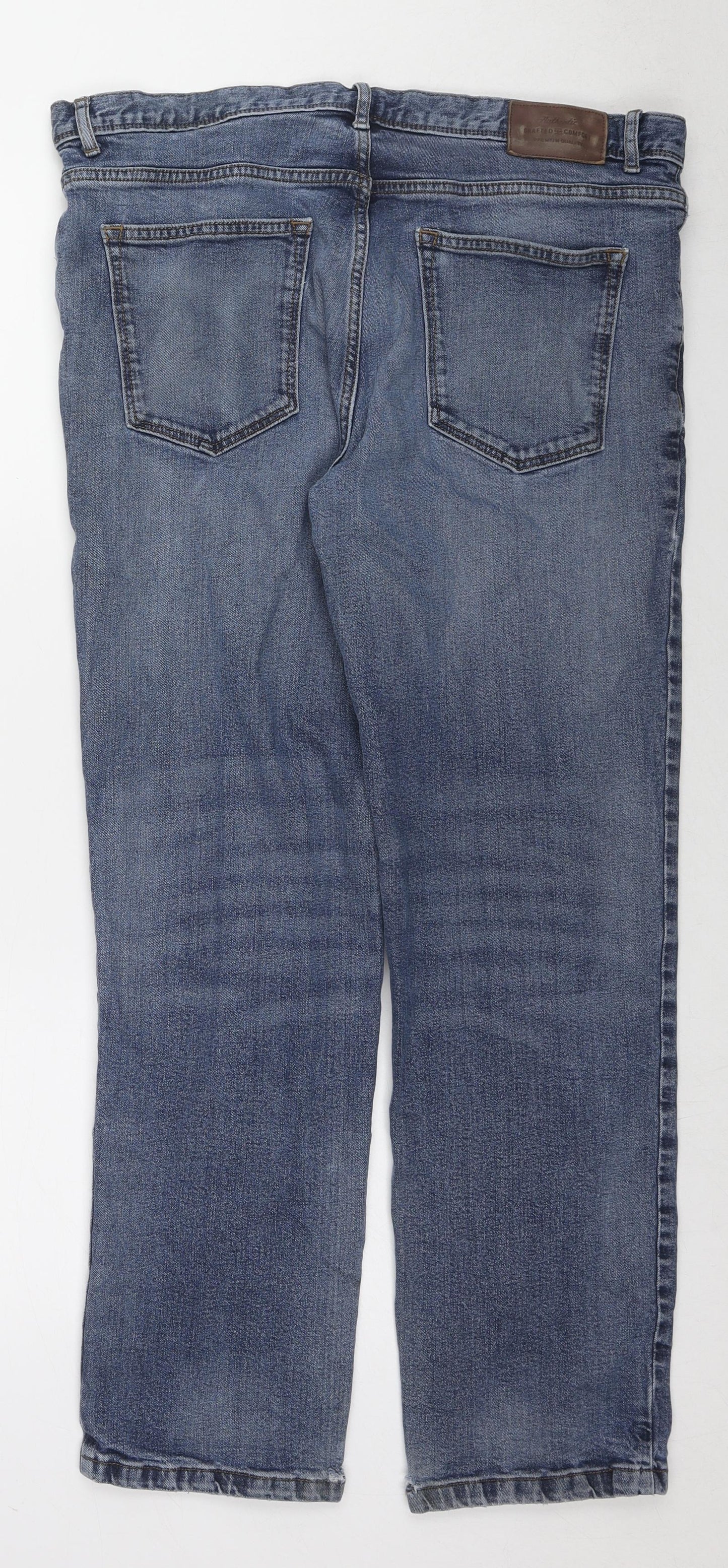 TU Mens Blue Cotton Straight Jeans Size 36 in L30 in Regular Zip