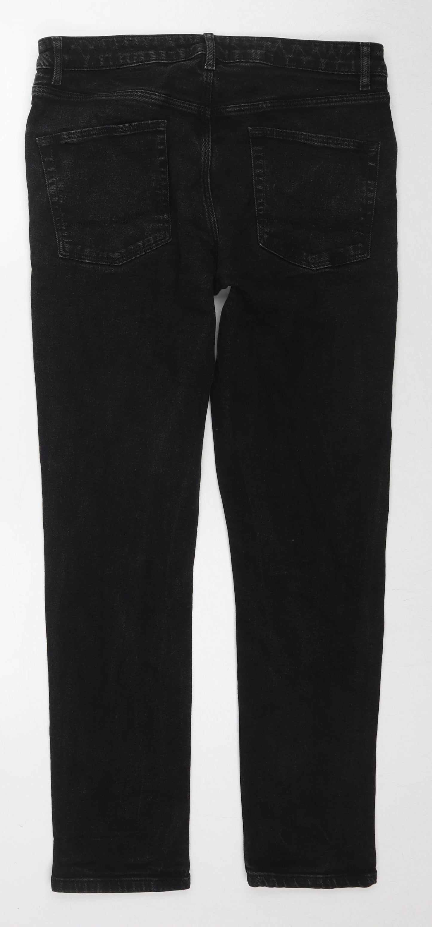 ASOS Mens Black Cotton Straight Jeans Size 36 in L32 in Regular Zip