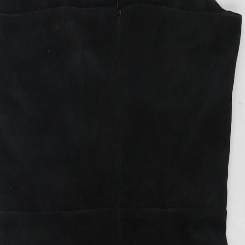New Look Womens Black Cotton Slip Dress Size 6 Square Neck Zip