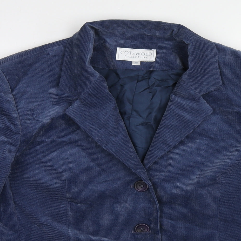 Cotswold Collections Womens Blue Cotton Jacket Suit Size 20 - Ribbed