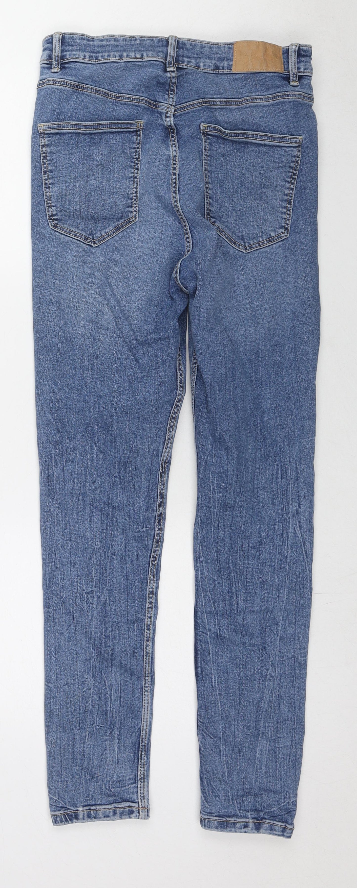 Zara Womens Blue Cotton Skinny Jeans Size 14 L27 in Regular Zip