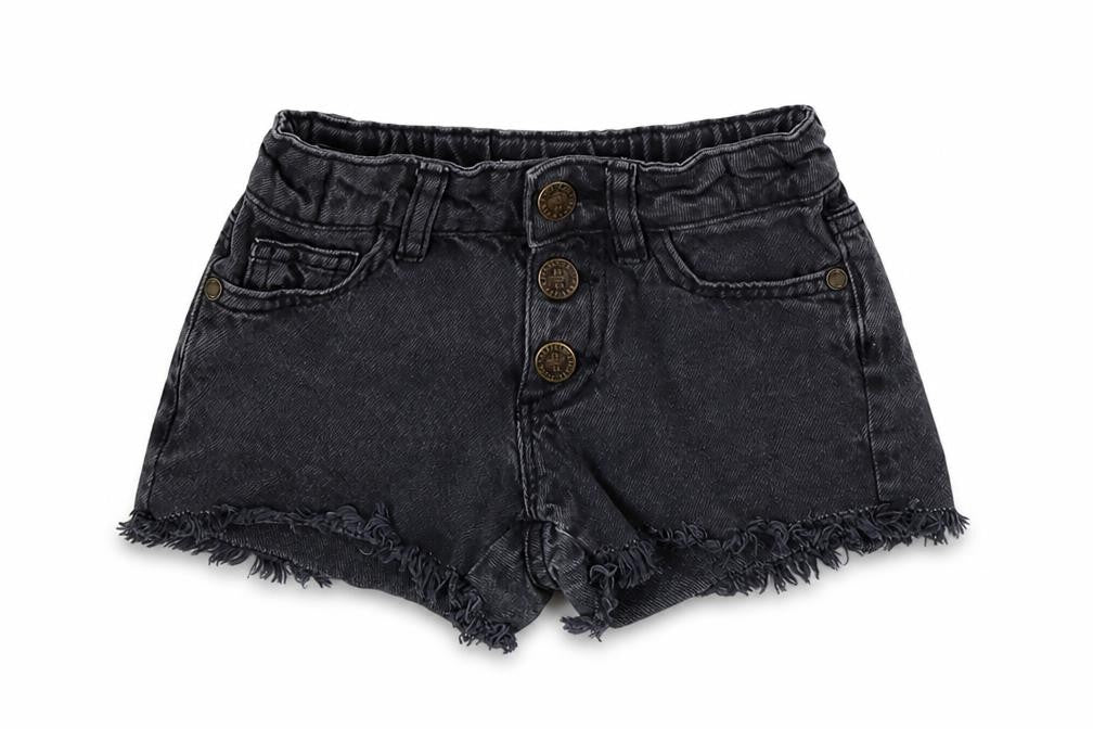 Marks and Spencer Girls Black Cotton Cut-Off Shorts Size 3-4 Years L3 in Regular Buckle