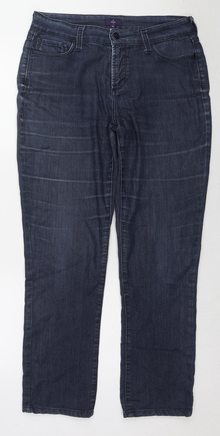 NYDJ Womens Blue Cotton Straight Jeans Size 10 L28 in Regular Zip