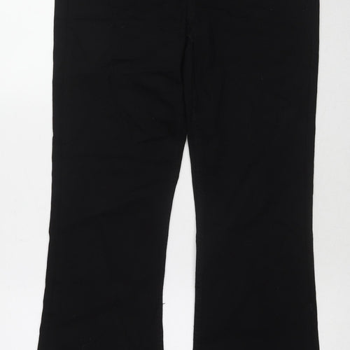 Marks and Spencer Womens Black Cotton Bootcut Jeans Size 12 L30 in Regular Zip