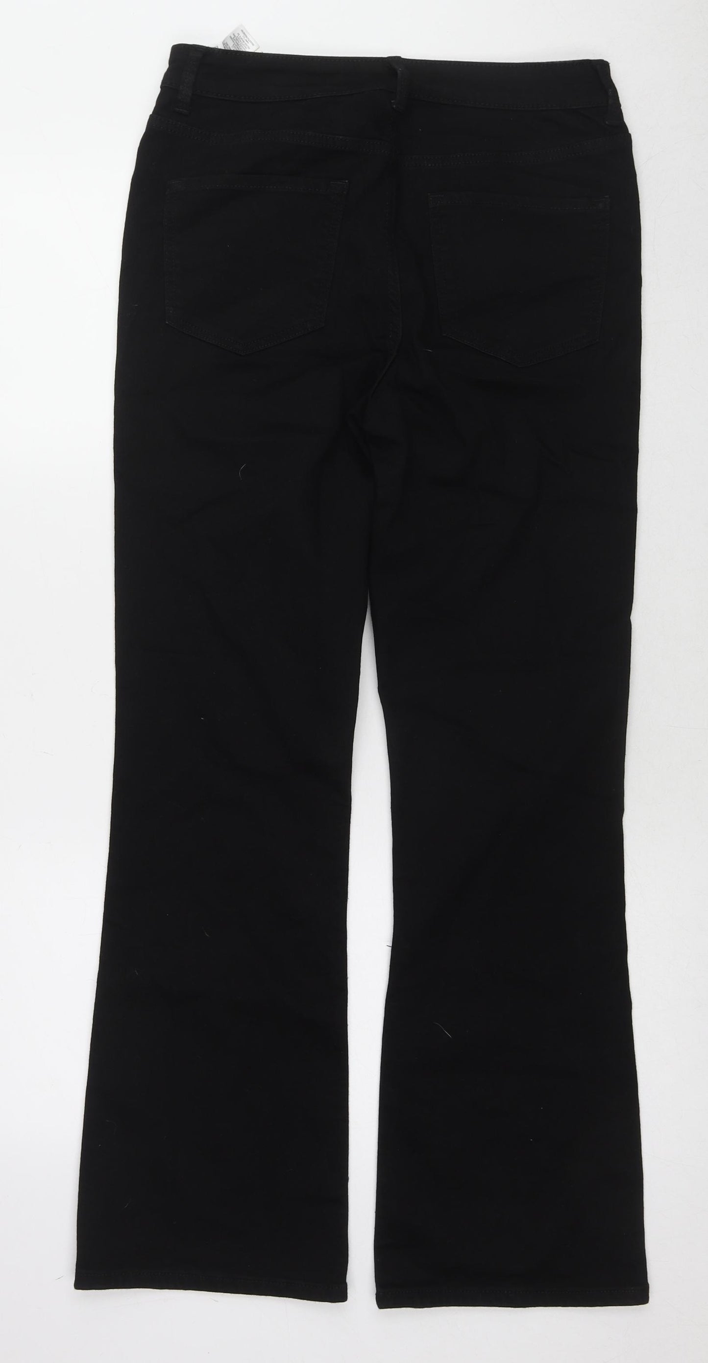 Marks and Spencer Womens Black Cotton Bootcut Jeans Size 12 L30 in Regular Zip