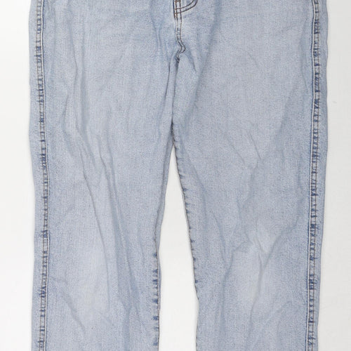 Pull&Bear Womens Blue Cotton Straight Jeans Size 14 L24 in Regular Zip