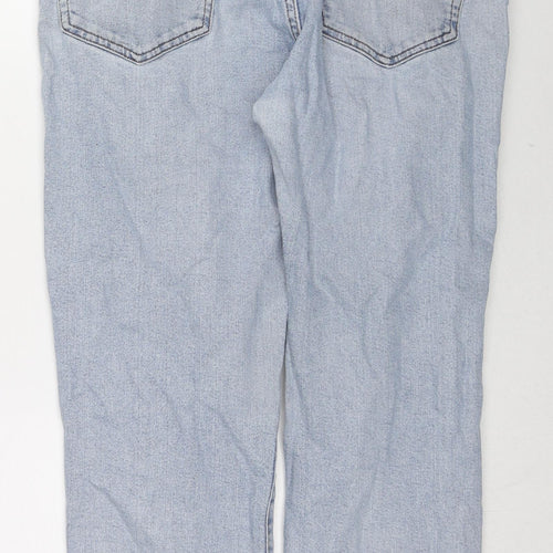 Pull&Bear Womens Blue Cotton Straight Jeans Size 14 L24 in Regular Zip