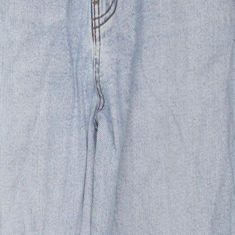 Pull&Bear Womens Blue Cotton Straight Jeans Size 14 L24 in Regular Zip