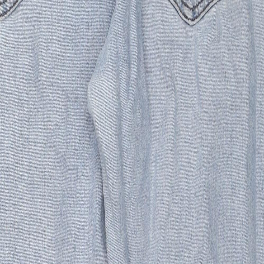 Pull&Bear Womens Blue Cotton Straight Jeans Size 14 L24 in Regular Zip