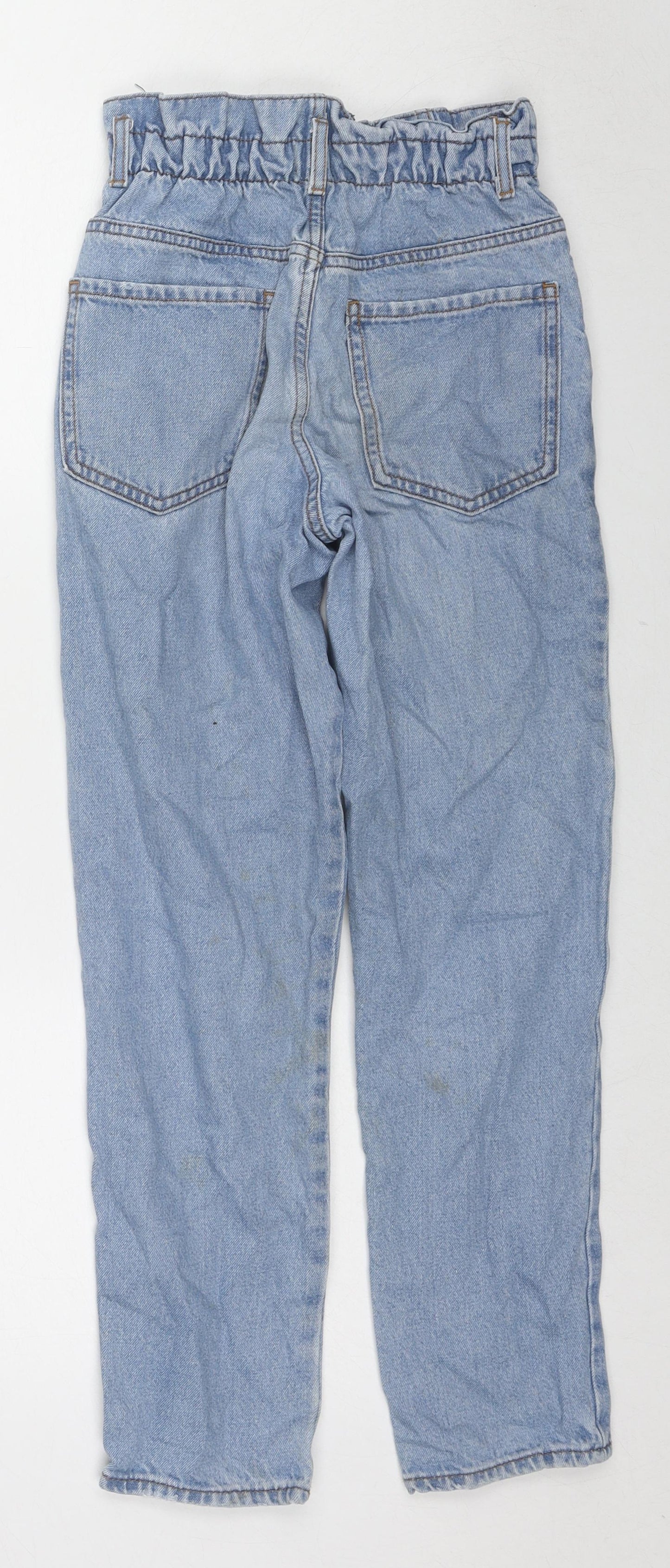 River Island Girls Blue Cotton Straight Jeans Size 11 Years L26 in Regular Zip