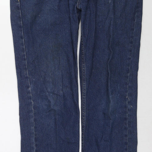 George Mens Blue Cotton Straight Jeans Size 34 in L31 in Regular Zip