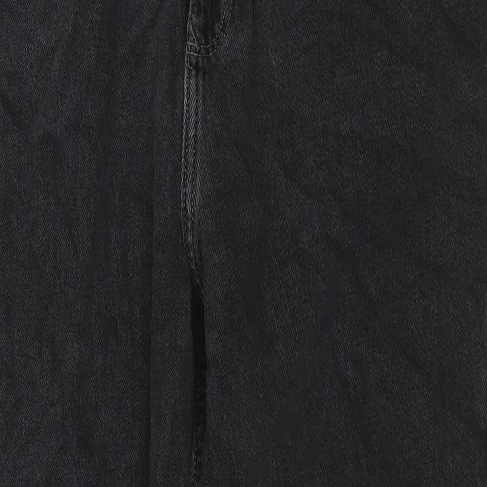 F&F Womens Black Cotton Tapered Jeans Size 16 L26 in Regular Zip