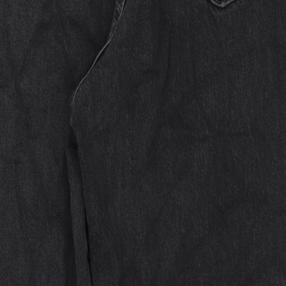 F&F Womens Black Cotton Tapered Jeans Size 16 L26 in Regular Zip