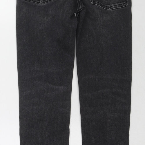 Zara Boys Black Cotton Straight Jeans Size 13-14 Years L24 in Regular Button