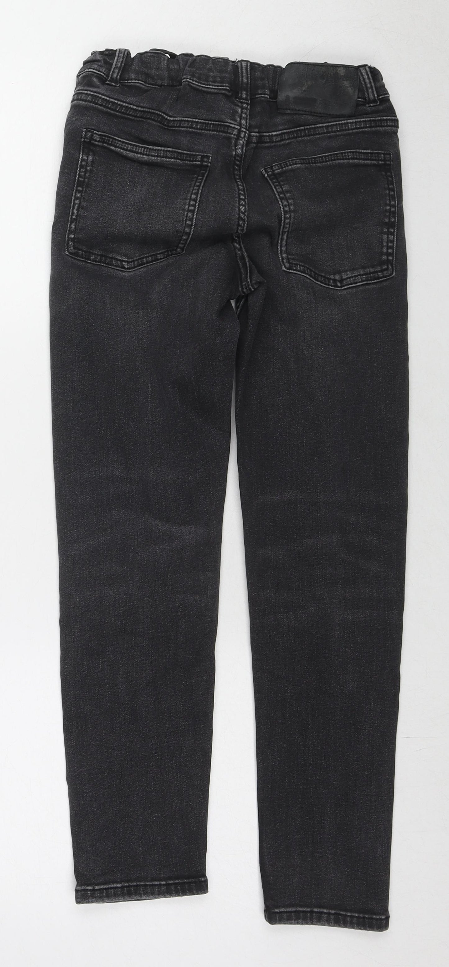 Zara Boys Black Cotton Straight Jeans Size 13-14 Years L24 in Regular Button