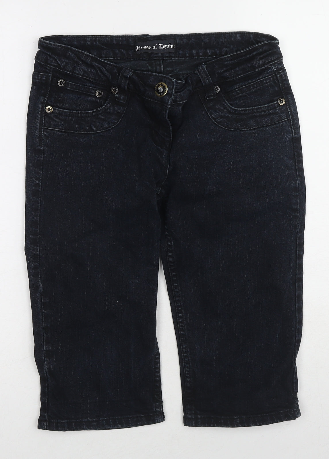 House of Denim Womens Black Cotton Skimmer Shorts Size 18 L15 in Regular Zip