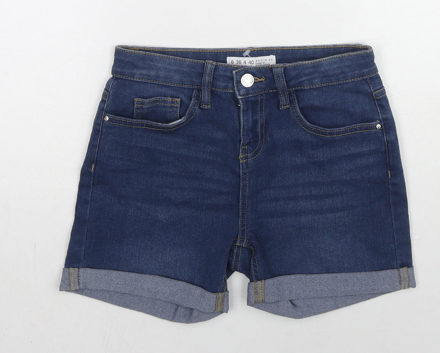 Denim & Co. Womens Blue Cotton Mom Shorts Size 8 L3 in Regular Zip