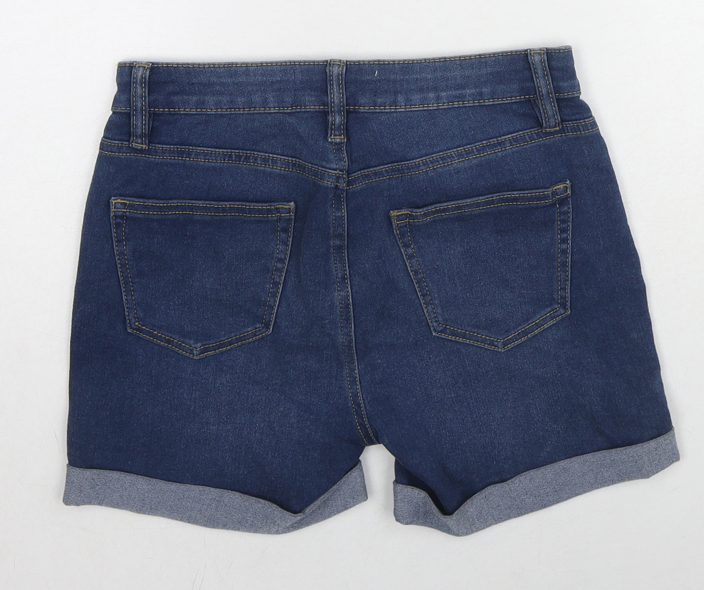 Denim & Co. Womens Blue Cotton Mom Shorts Size 8 L3 in Regular Zip