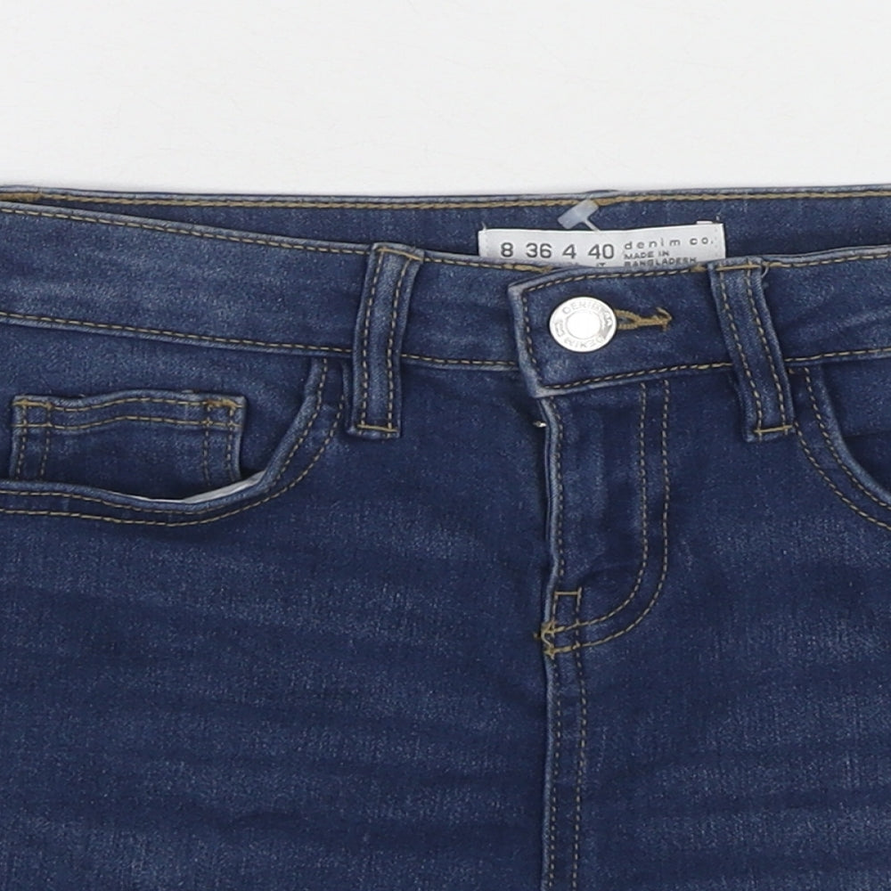 Denim & Co. Womens Blue Cotton Mom Shorts Size 8 L3 in Regular Zip