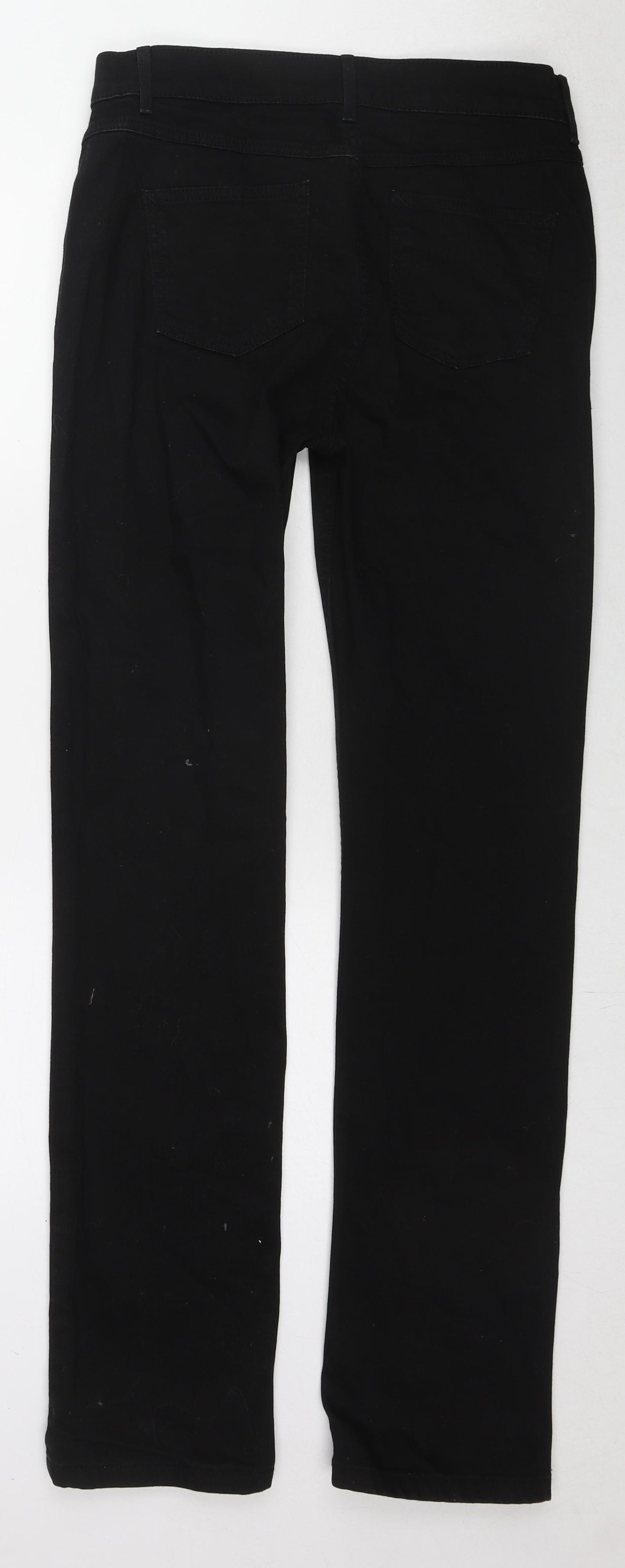 Marks and Spencer Womens Black Cotton Straight Jeans Size 12 L32 in Regular Zip