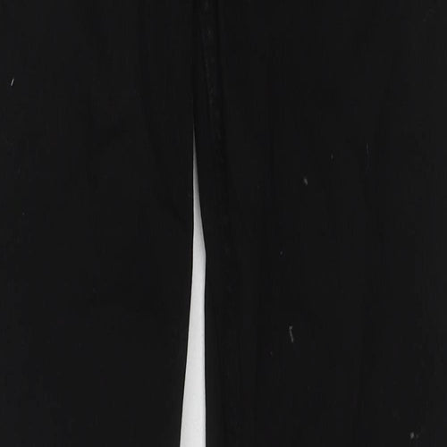 Marks and Spencer Womens Black Cotton Straight Jeans Size 12 L32 in Regular Zip
