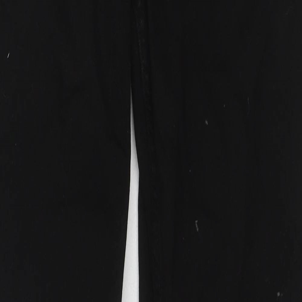 Marks and Spencer Womens Black Cotton Straight Jeans Size 12 L32 in Regular Zip