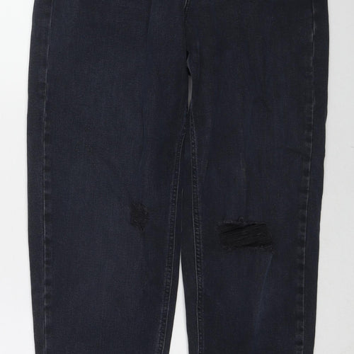 Marks and Spencer Womens Blue Cotton Tapered Jeans Size 10 L26 in Regular Zip