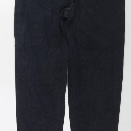 Marks and Spencer Womens Blue Cotton Tapered Jeans Size 10 L26 in Regular Zip