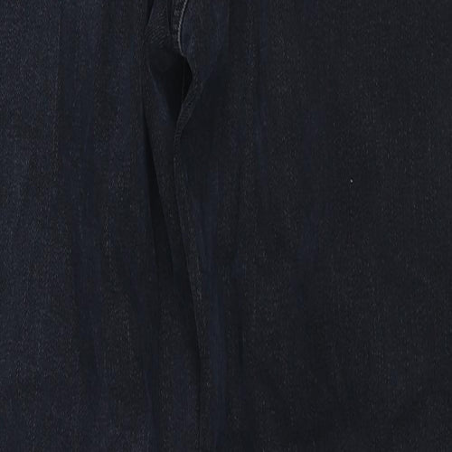 Marks and Spencer Womens Blue Cotton Tapered Jeans Size 10 L26 in Regular Zip