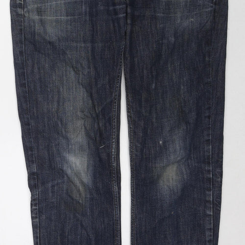 George Mens Blue Cotton Straight Jeans Size 34 in L31 in Regular Zip