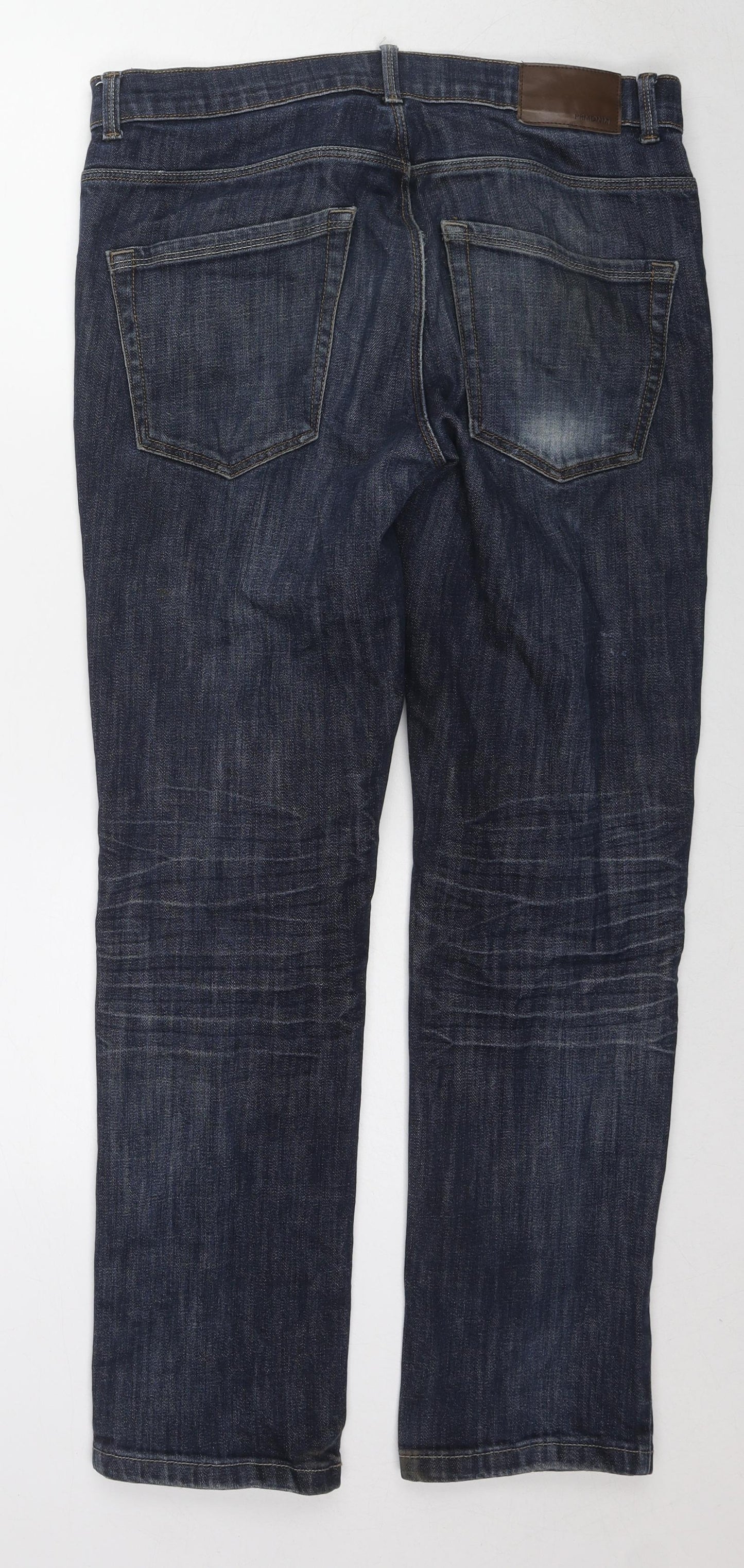 George Mens Blue Cotton Straight Jeans Size 34 in L31 in Regular Zip
