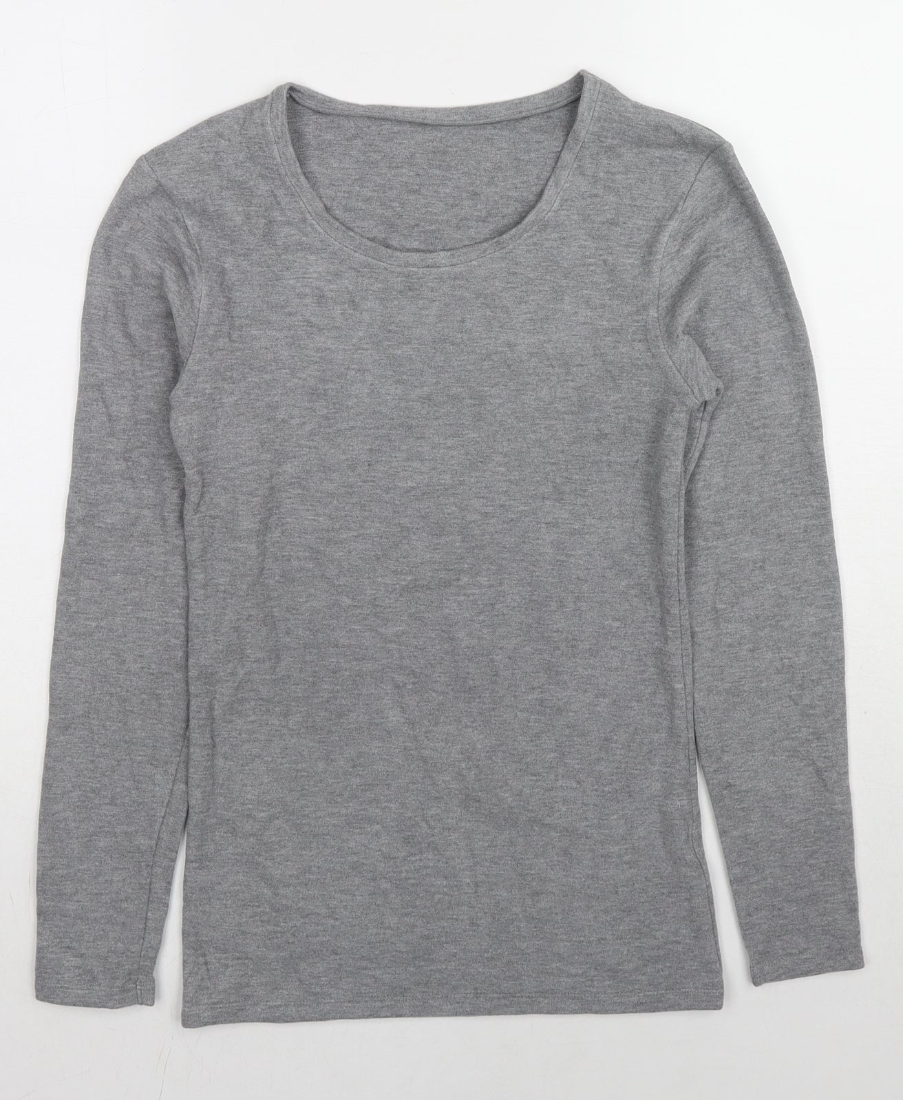 Marks and Spencer Womens Grey Cotton Basic T-Shirt Size 12 Round Neck