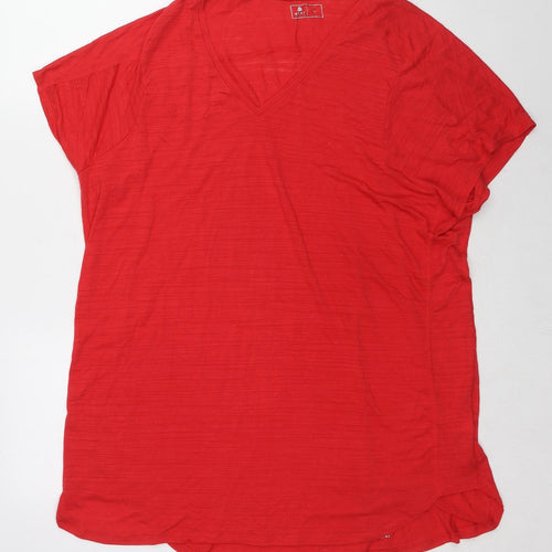 NEXT Womens Red Polyester Basic T-Shirt Size 2XL V-Neck
