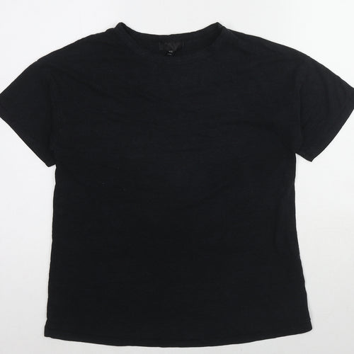Topshop Womens Black Cotton Basic T-Shirt Size 10 Crew Neck