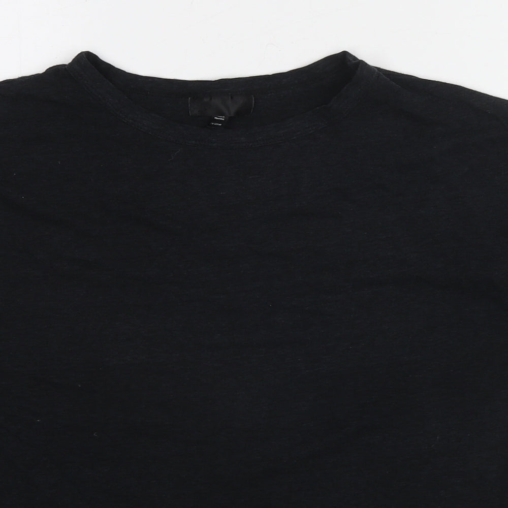 Topshop Womens Black Cotton Basic T-Shirt Size 10 Crew Neck