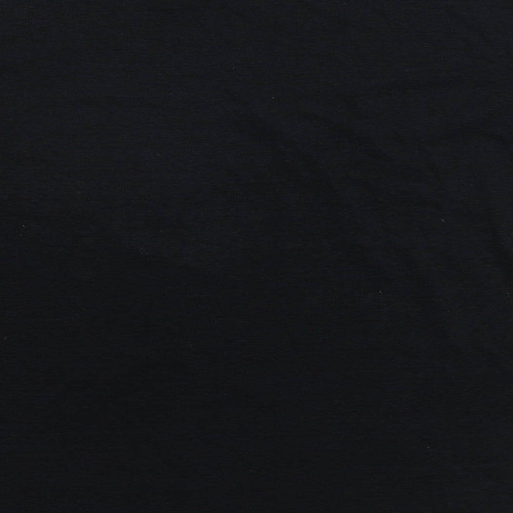 Topshop Womens Black Cotton Basic T-Shirt Size 10 Crew Neck