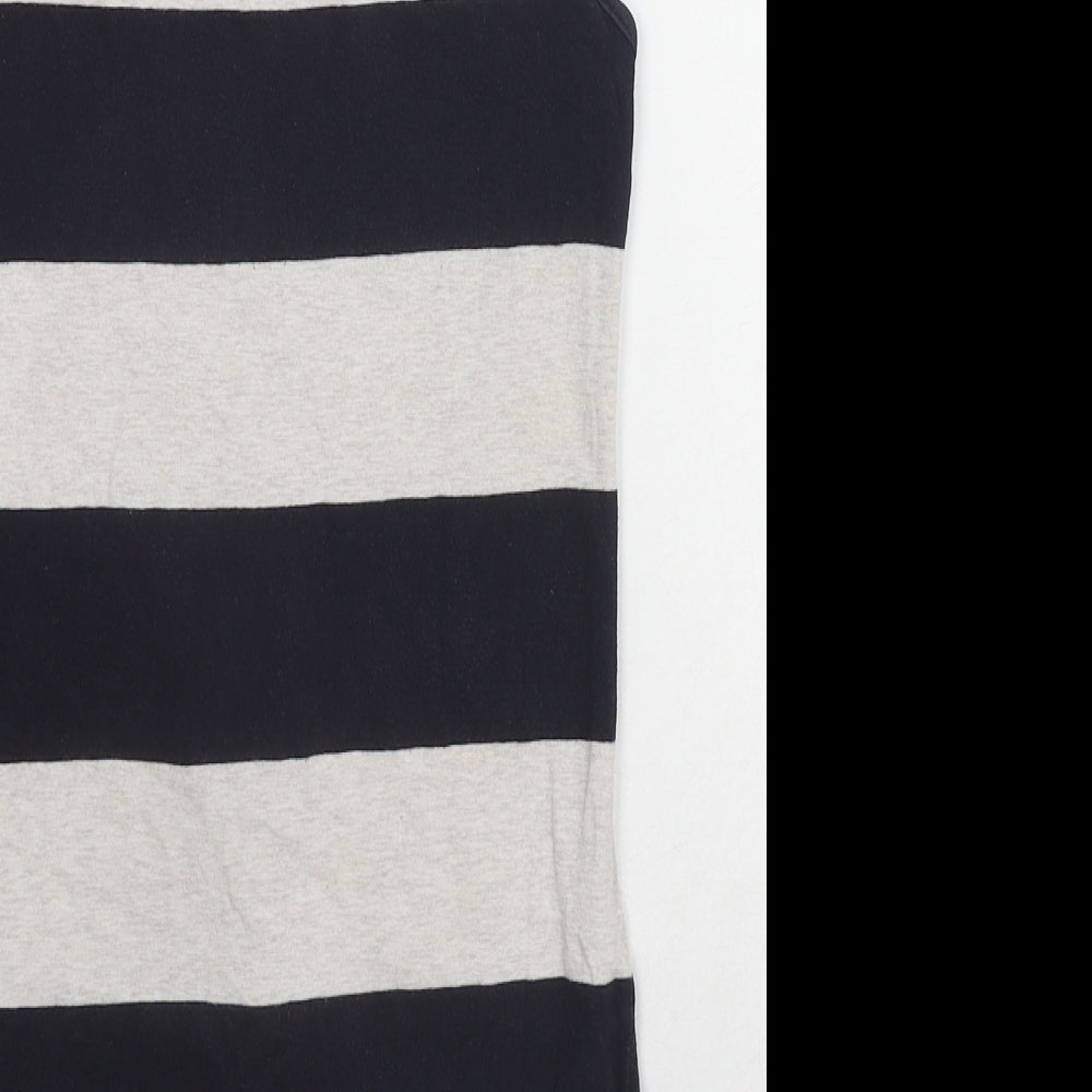 New Look Womens Black Striped Cotton Basic Tank Size 10 Scoop Neck